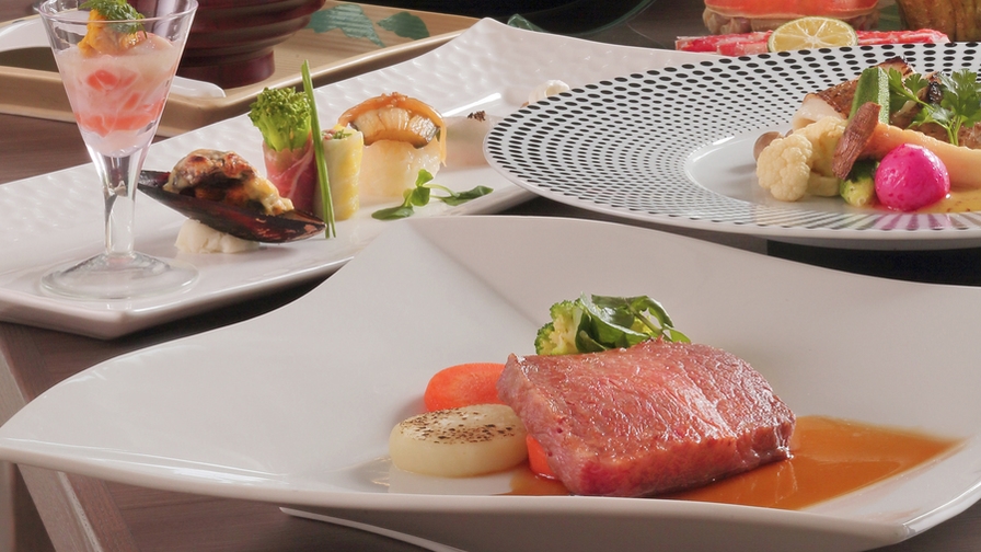 【山形牛ステーキ × 和洋フルコース】ゆったり食事を楽しみたい方へ♪／２食付